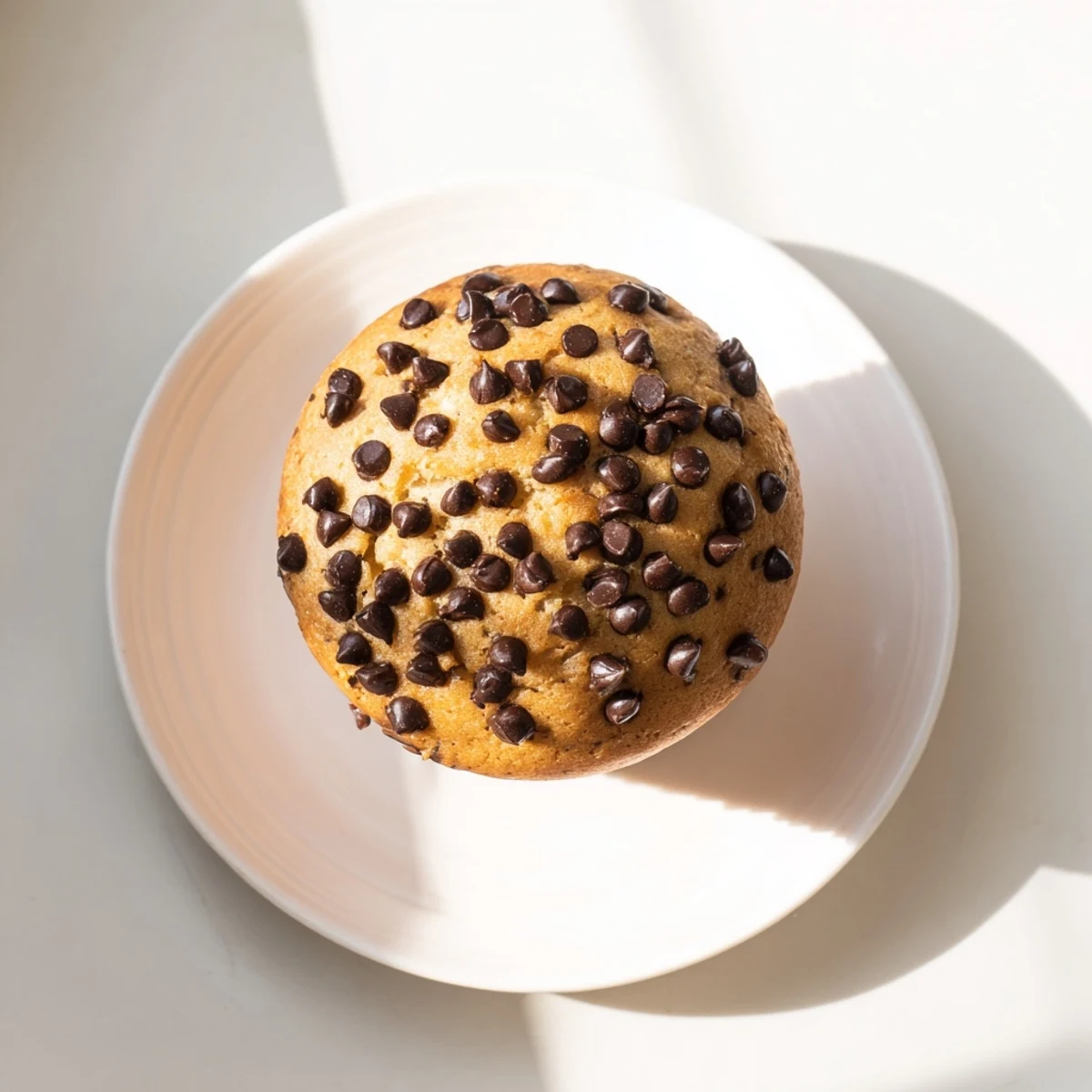 Freshly baked chocolate chip muffins cooling on wire rack with gooey chocolate spots