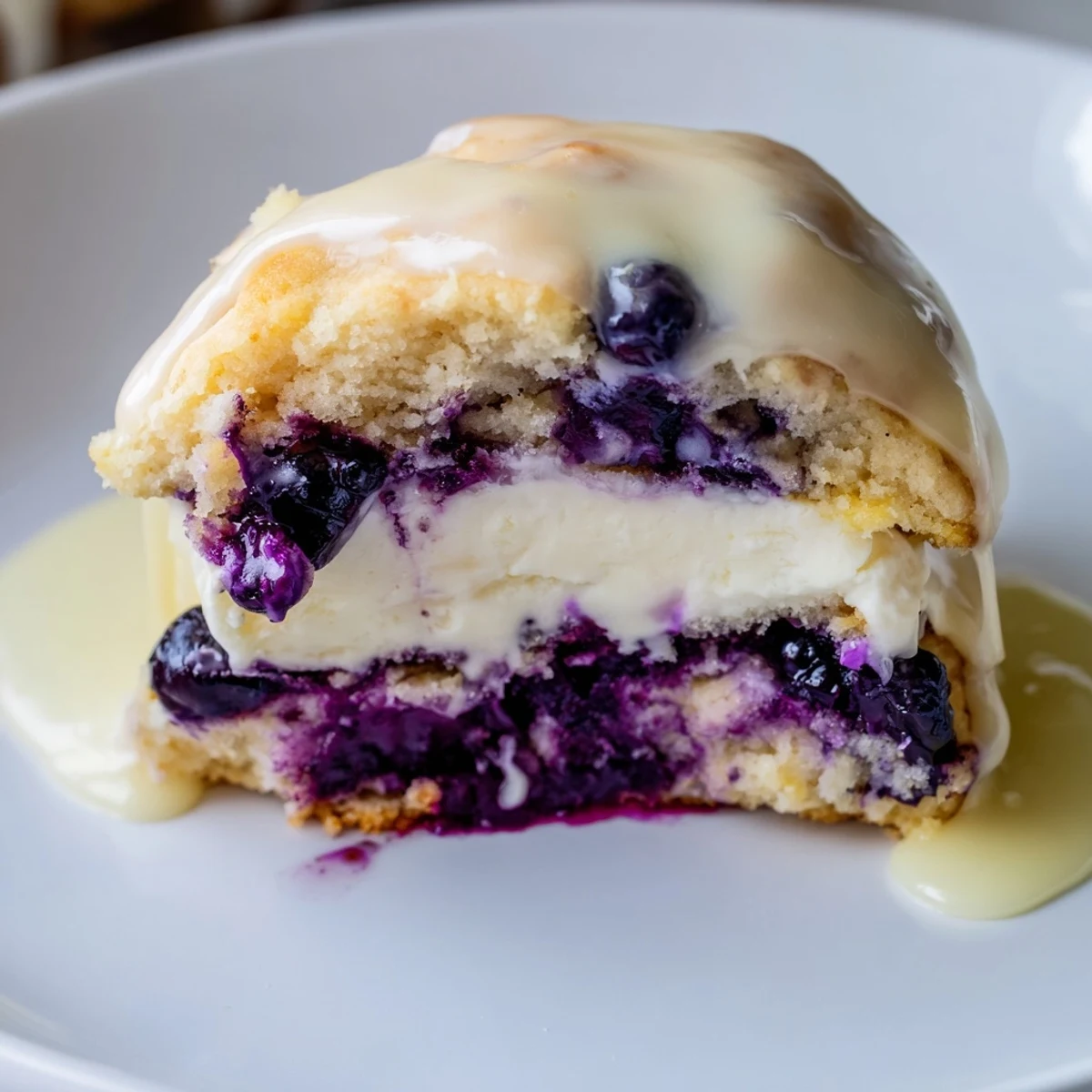 Golden lemon blueberry cheesecake cookies with creamy centers and fresh berry pockets