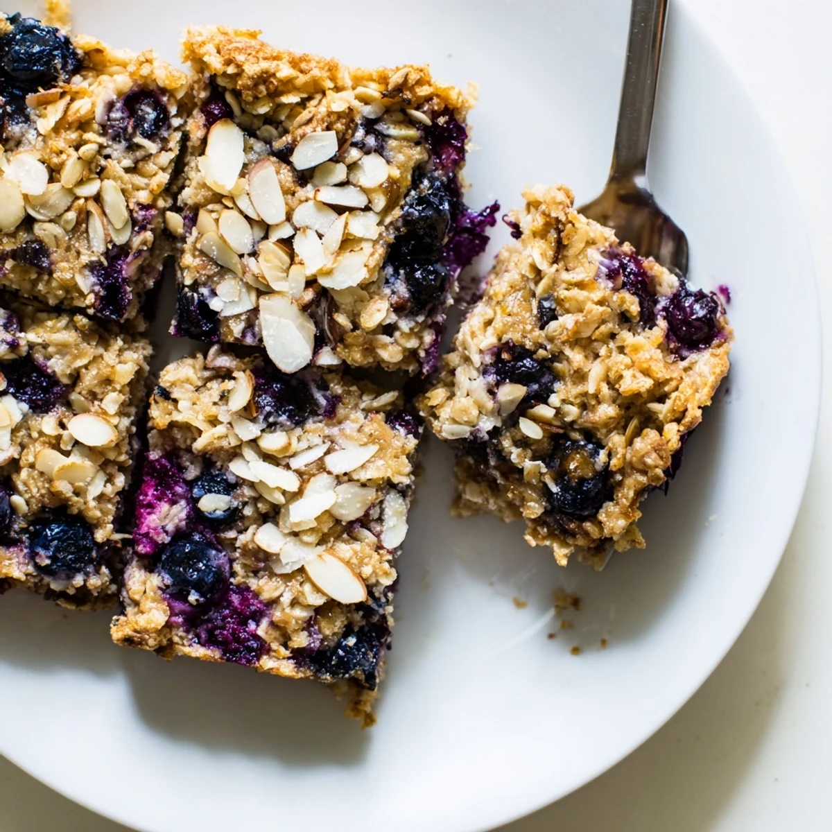 Golden blueberry cottage cheese breakfast bake fresh from the oven with tender oats and juicy berries