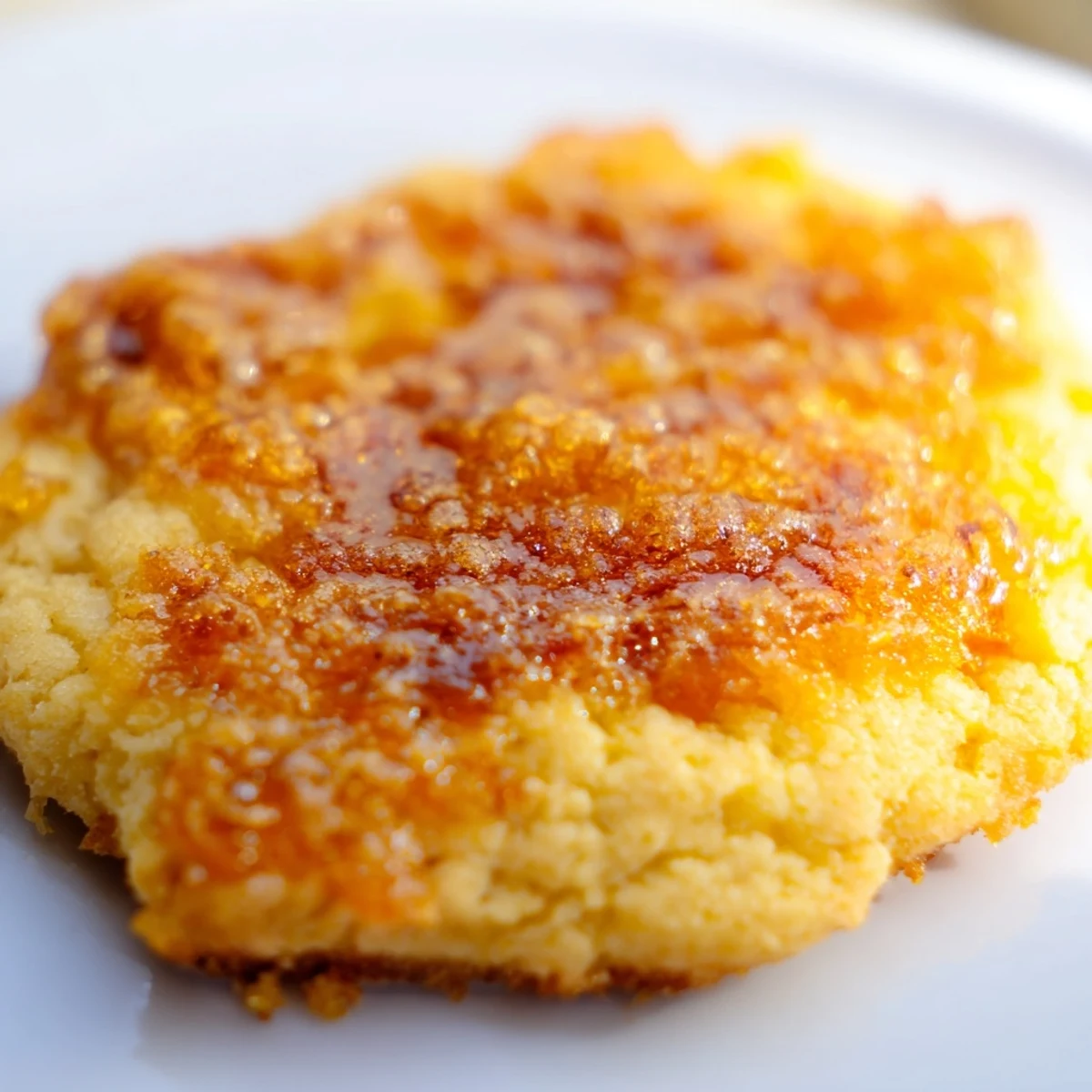 Golden Creme Brulee Cookies with caramelized sugar tops fresh from the oven on parchment paper