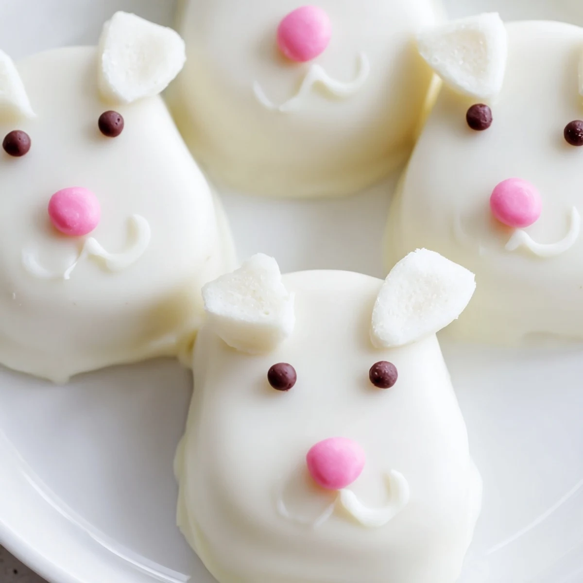 Creamy white chocolate bunny cakesicles coated with sprinkles for festive Easter celebration