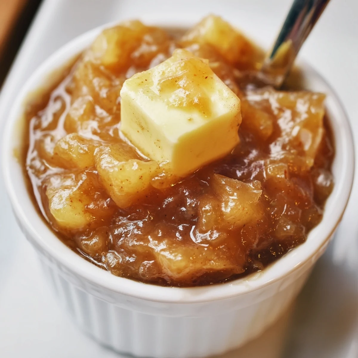 Fall Caramel Apple Jam glistening amber jars, chunky apple texture, cinnamon aroma