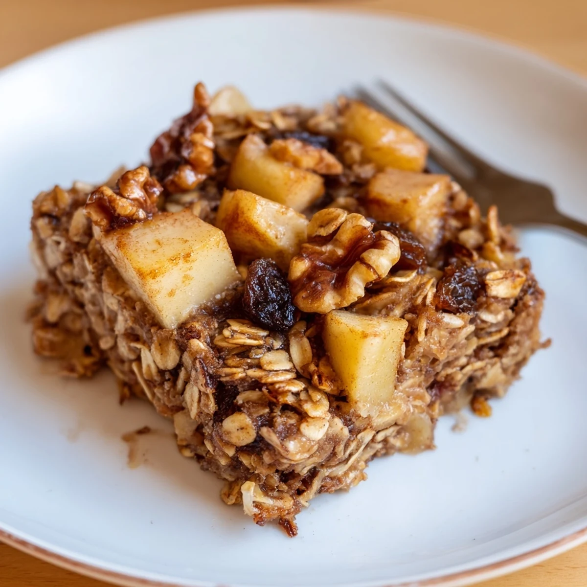 Baked and spiced, Delicious Apple Cinnamon Oatmeal Bake Recipe For Mornings served warm