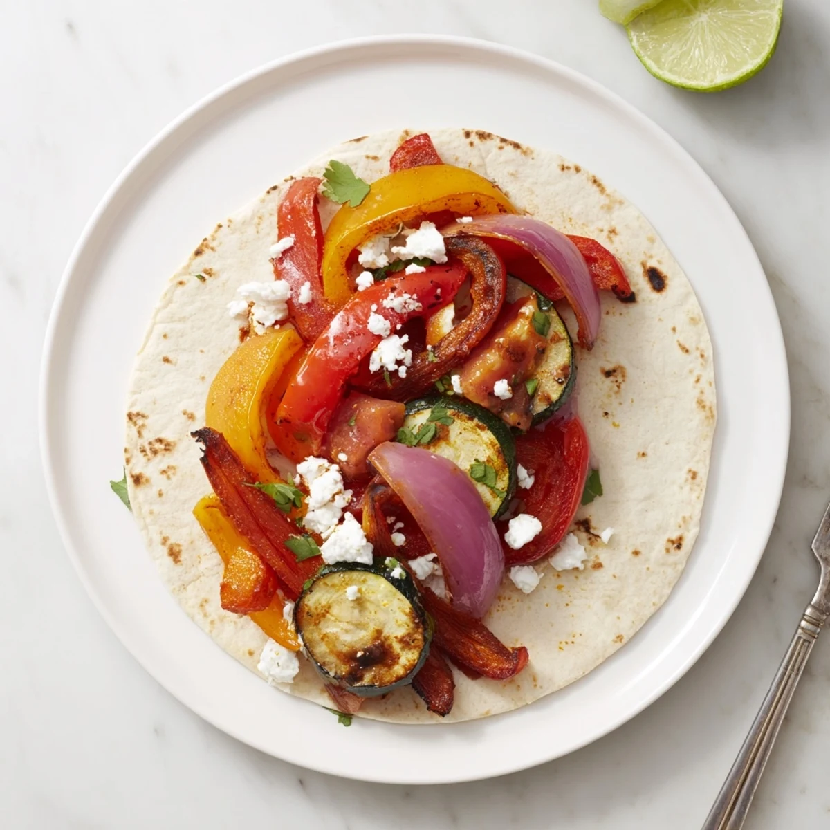 Weeknight Tajin Feta Sheet Pan Fajitas overflowing with colorful peppers, tangy lime