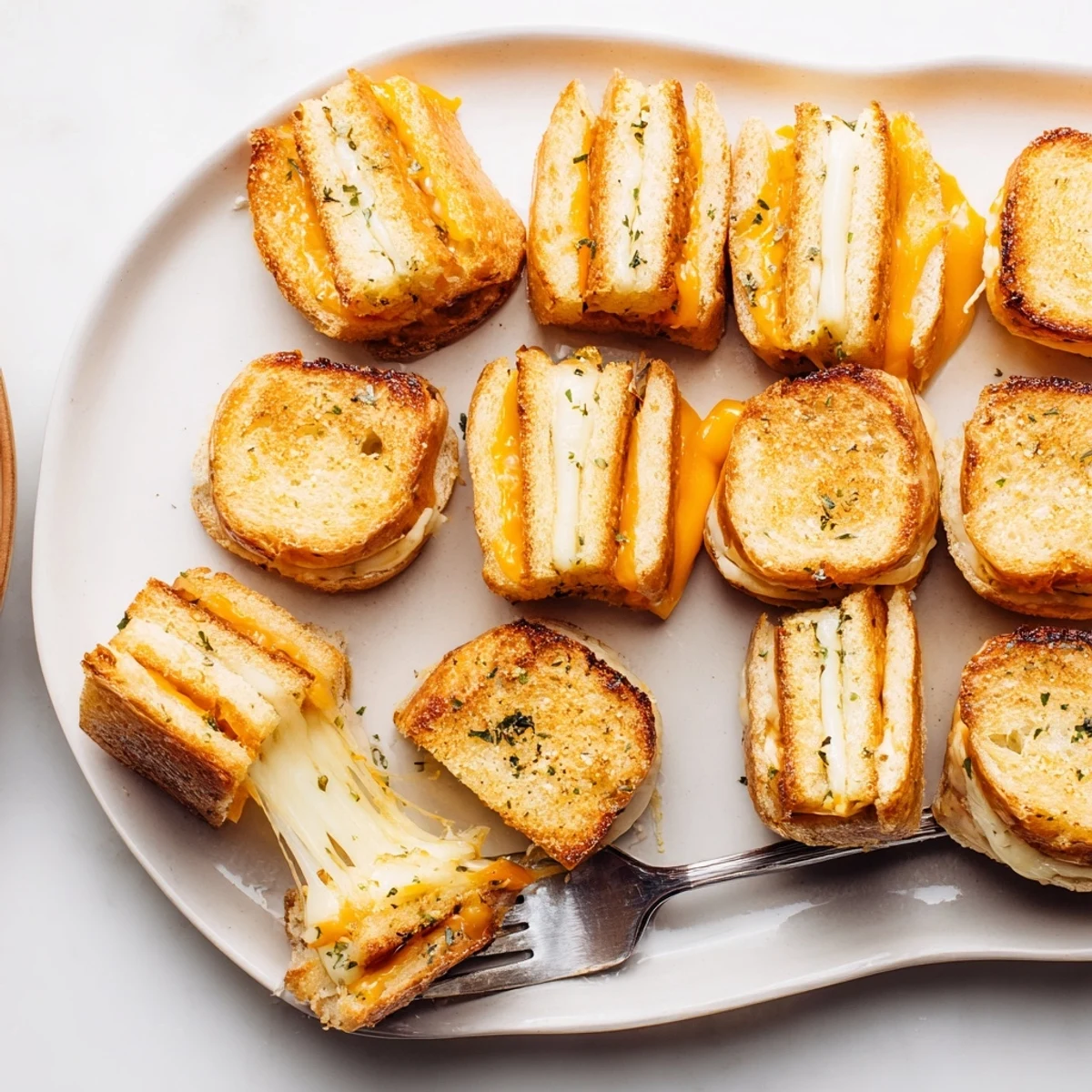 Warm Mini Grilled Cheese Hawaiian Rolls Recipe served alongside steaming tomato soup