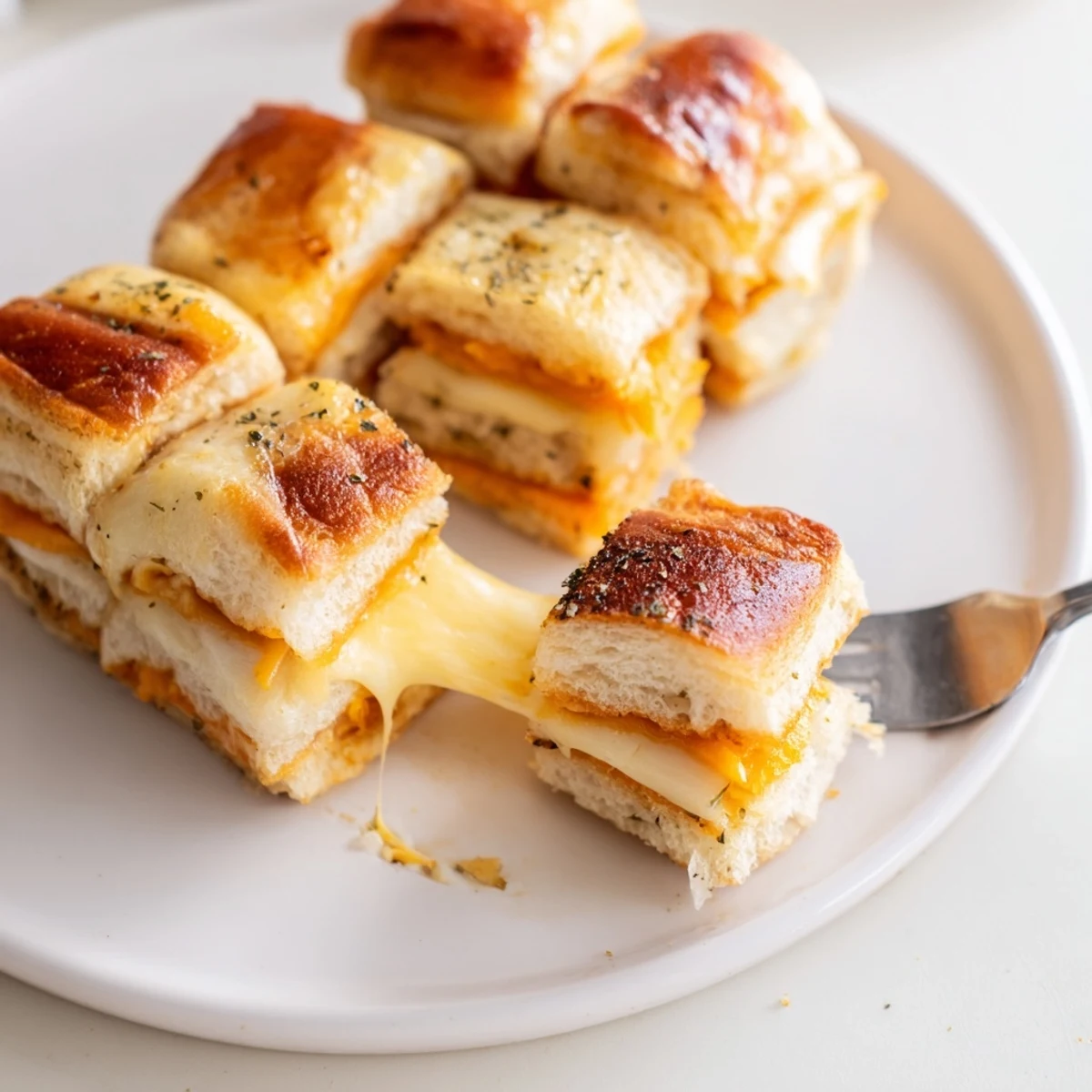 Mini Grilled Cheese Hawaiian Rolls Recipe: golden, gooey sliders brushed with garlic butter