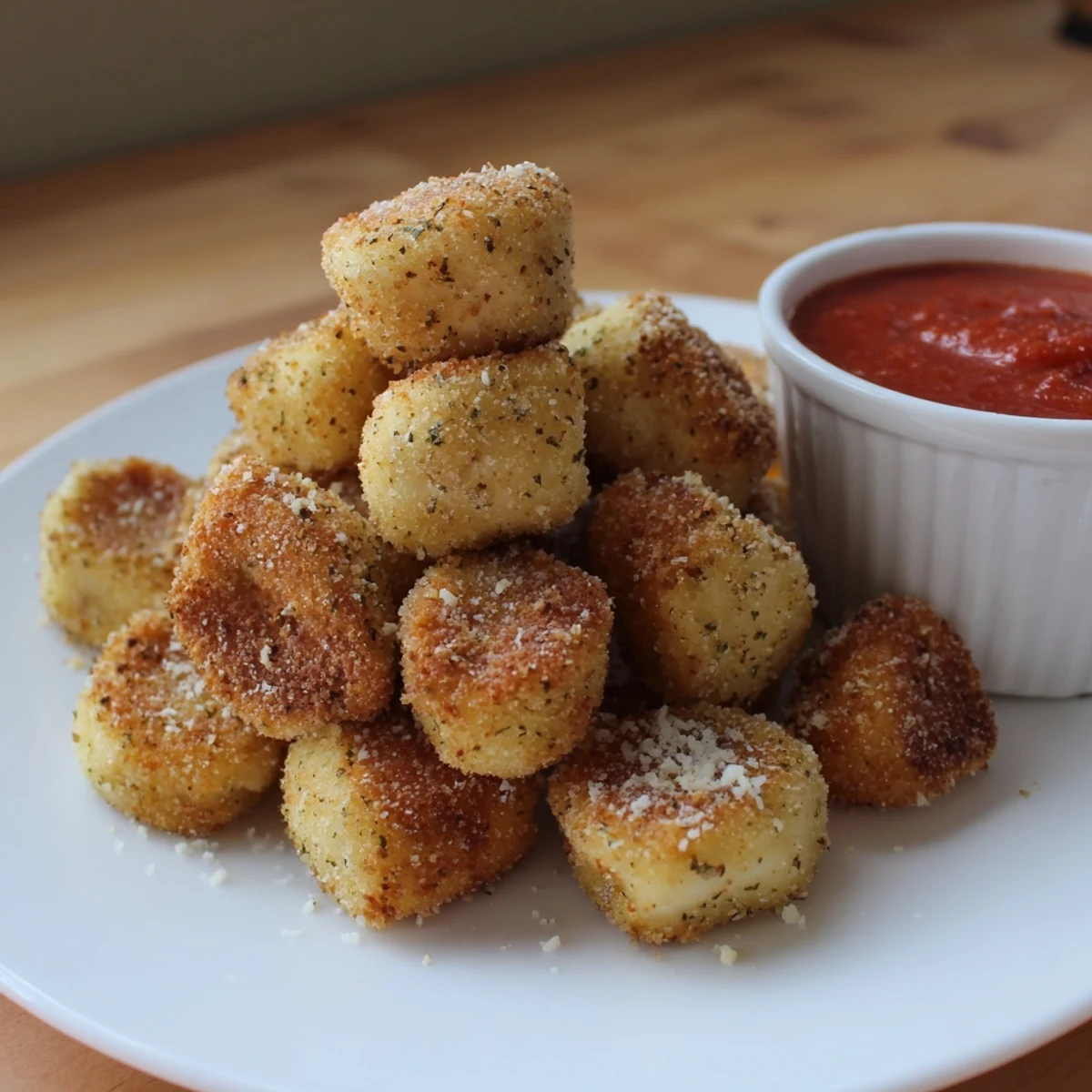 Crunchy tortellini halves sprinkled with Parmesan, Crispy Tortellini Party Snacks Recipe.