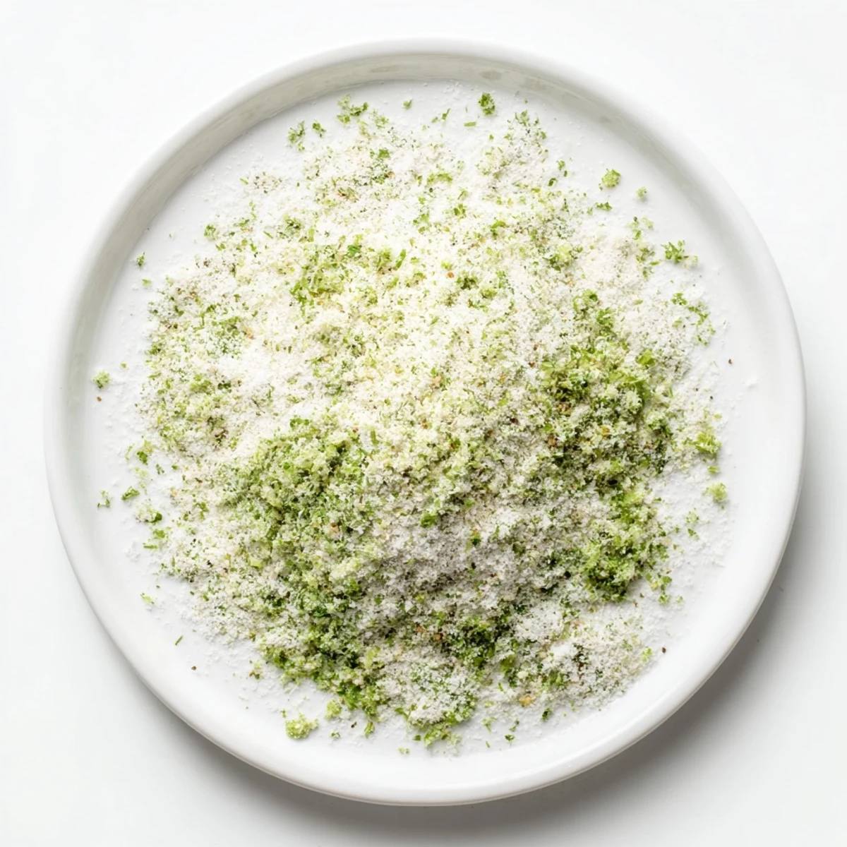 Small bowl of aromatic dehydrated tzatziki seasoning mix beside Greek yogurt dip ready for dipping vegetables