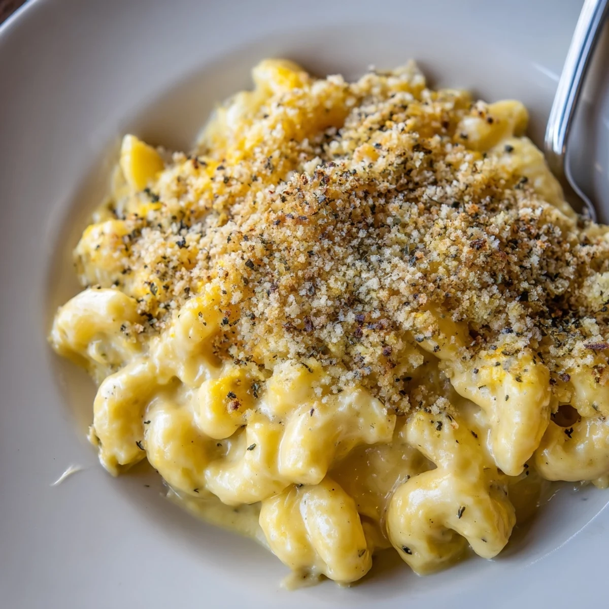 Hearty Mac And Cheese spoonful, gooey cheese pull, ideal weeknight dinner