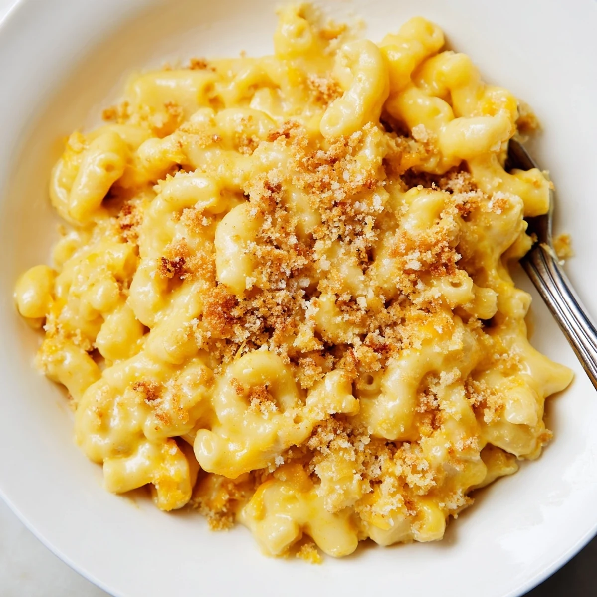 Oven-baked Mac And Cheese with crisp topping and silky, cheesy interior