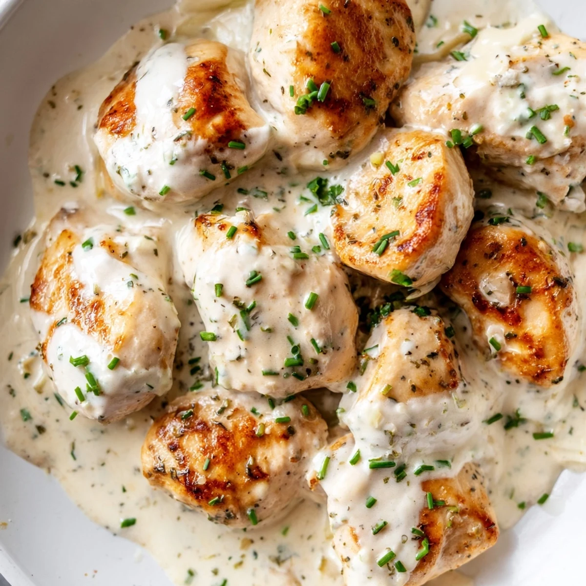 Tender seared Cream Cheese Chicken resting in a velvety garlic cream sauce