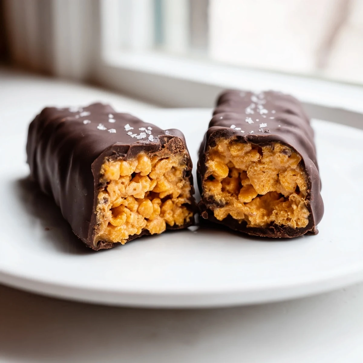 Golden peanut butter centers peek through rich chocolate on these healthy homemade Butterfingers