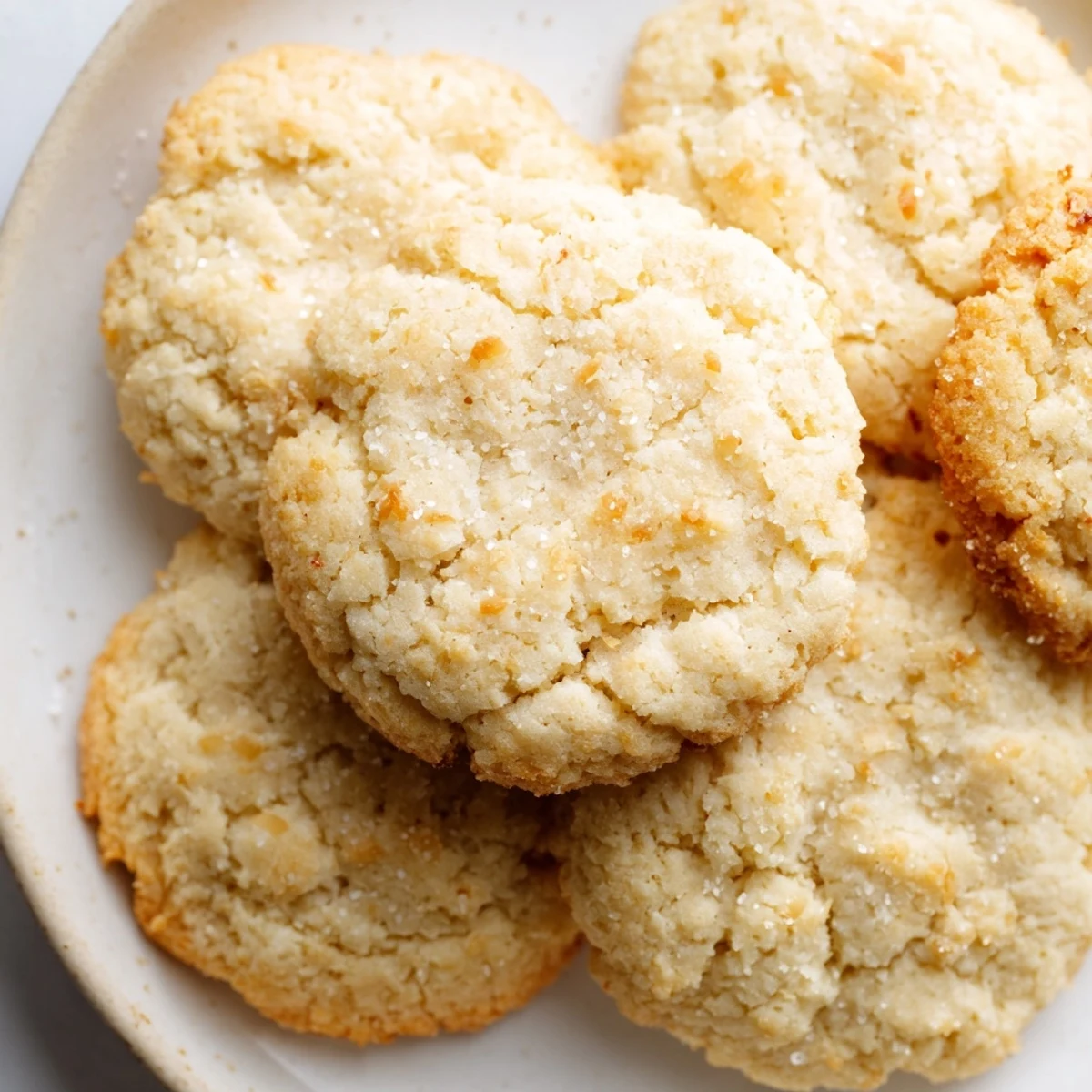 Soft and buttery coconut cookies studded with sweet shredded coconut flakes.