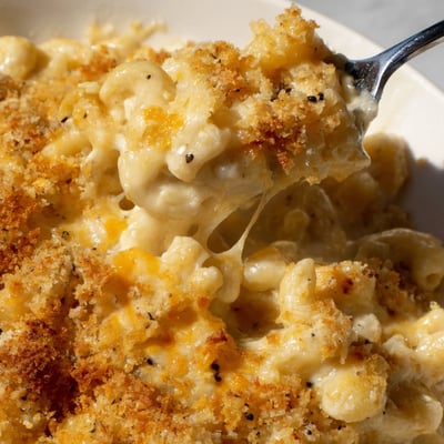 Creamy Three Cheese Baked Macaroni
