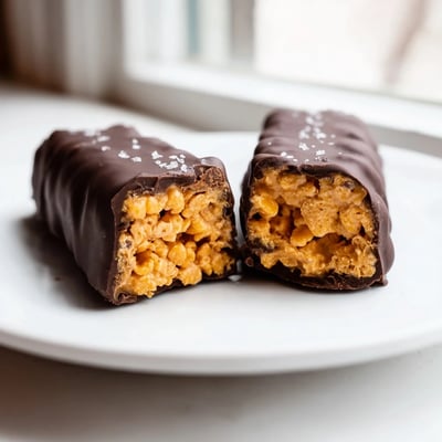 Golden peanut butter centers peek through rich chocolate on these healthy homemade Butterfingers